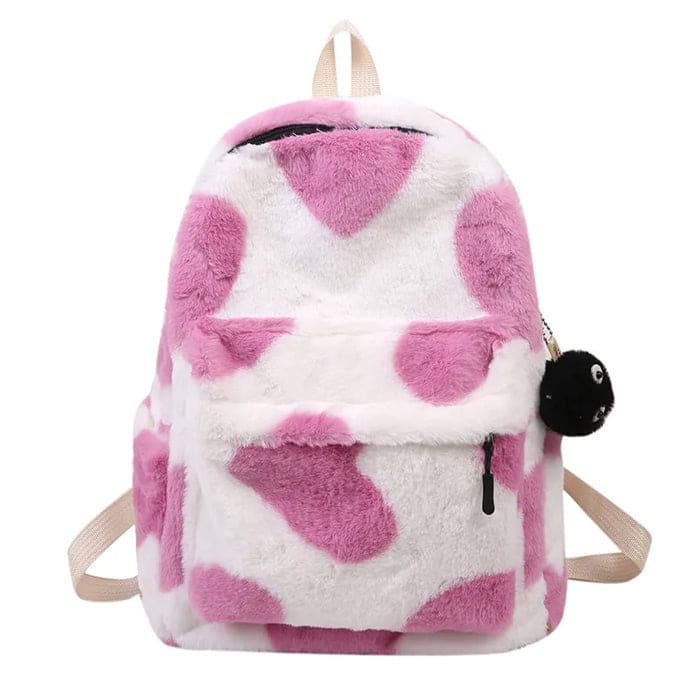 Heart Fuzzy Backpack - Backpacks