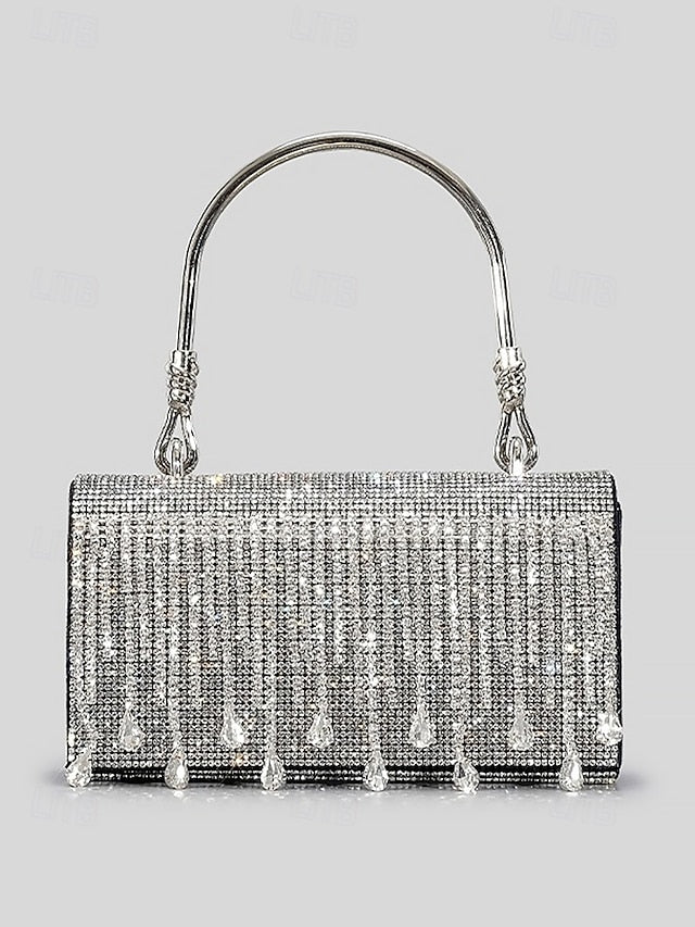 Crystal Handbag Women's with Silver Evening Elegant Chain