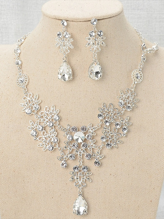 Elegant – Tiara Jewelry and Silver Rhinestone Set Women's