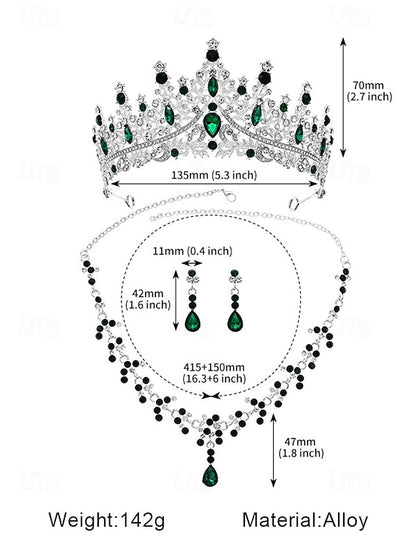 Necklace Set and Tiara Gold-Plated Diamond Crown – Sparkling