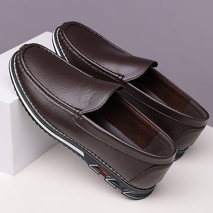 Men's  Blue Faux Leather Slip-On Loafers with Durable Sole