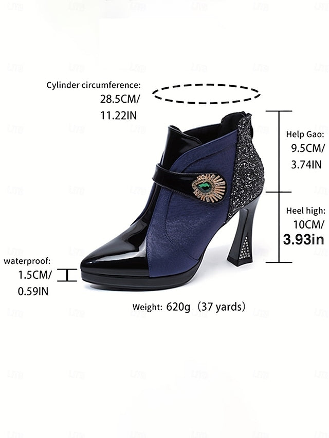 Ankle High Heel Boots Glitter Women's