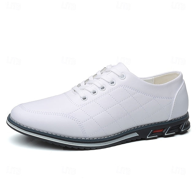 Men's Quilted Blue Faux Leather Sneakers - Stylish Lace-Up