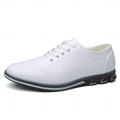 Men's Quilted Blue Faux Leather Sneakers - Stylish Lace-Up