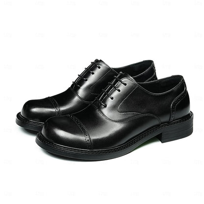 Toe Oxford Genuine Men's First Shoes- Leather Dress Cap