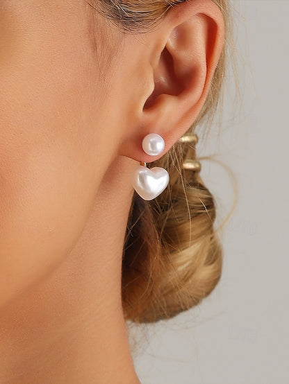 Minimalist Elegant Heart-Shaped Pearl – Romantic Drop Earrings