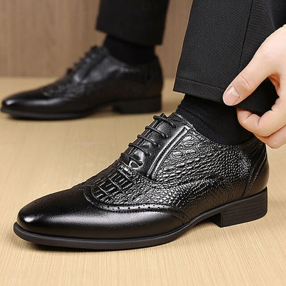 Oxford Crocodile Men's – Brown Faux Shoes Leather Pattern