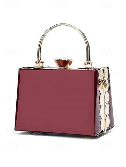 Leather Gold with Handbag Women's Evening Burgundy Patent