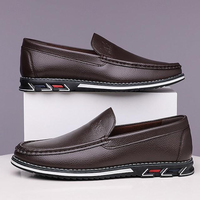 Men's  Blue Faux Leather Slip-On Loafers with Durable Sole