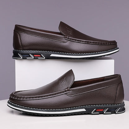 Men's  Blue Faux Leather Slip-On Loafers with Durable Sole