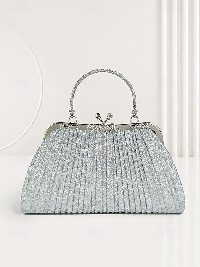Purse Vintage Evening Clutch Women's Glitter with Pleated
