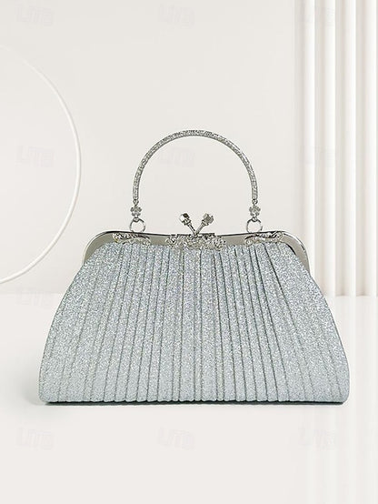 Purse Vintage Evening Clutch Women's Glitter with Pleated