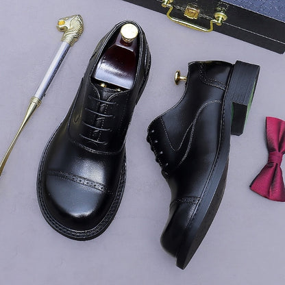 Toe Oxford Genuine Men's First Shoes- Leather Dress Cap