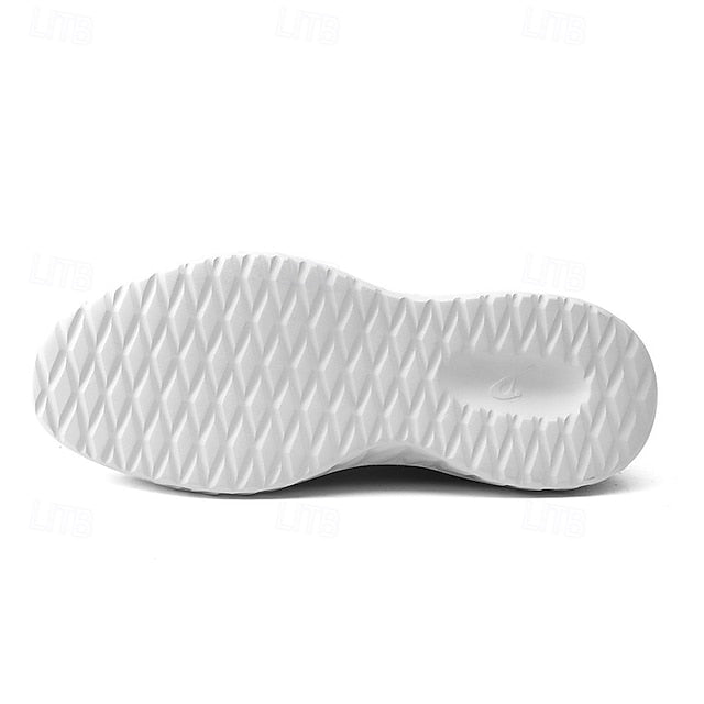 Men's Shoes Beige Knit Lace-Up Sneakers with Lightweight