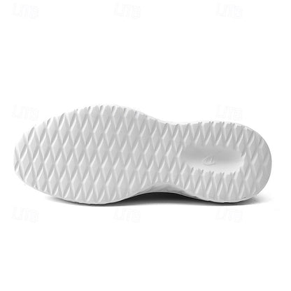 Men's Shoes Beige Knit Lace-Up Sneakers with Lightweight