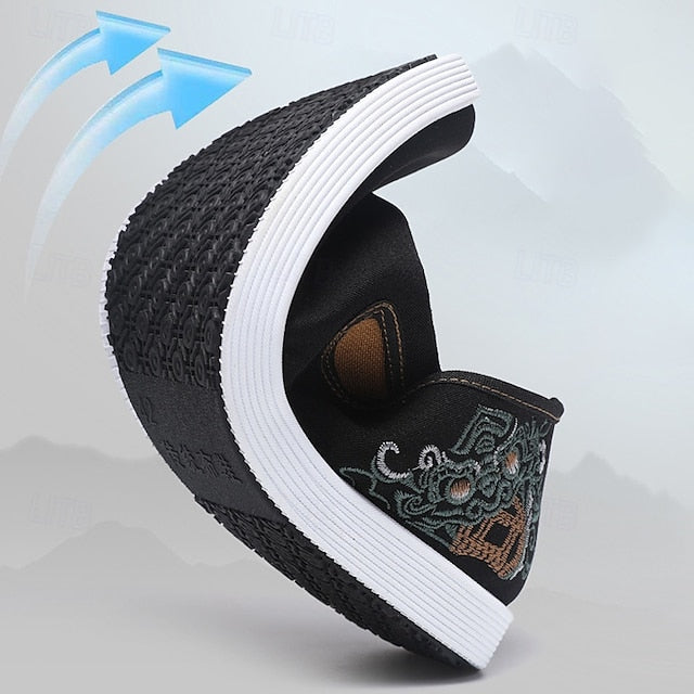 Men's Embroidered Canvas Slip-On Shoes – Casual and