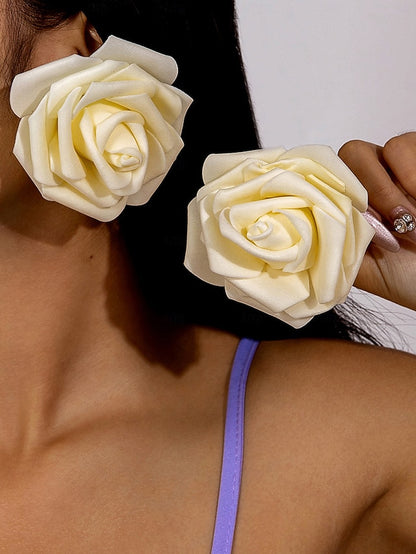 Flower Oversized Women's - Floral Drop Statement Earrings