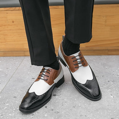 Dress Men's Wingtip White Oxford with Shoes Brown and