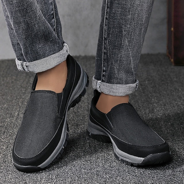 Men's Breathable Mesh Slip-on Sneakers with Rubber Sole -