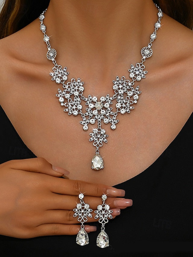 Elegant – Tiara Jewelry and Silver Rhinestone Set Women's