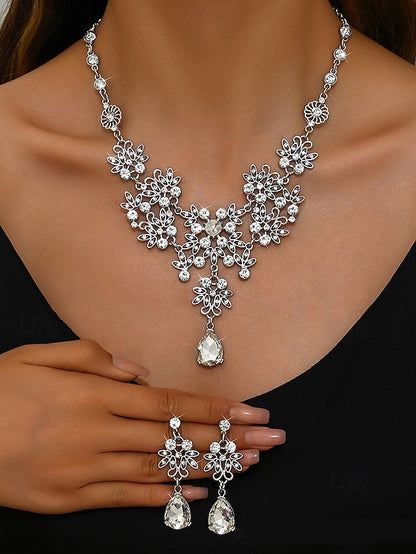 Elegant – Tiara Jewelry and Silver Rhinestone Set Women's