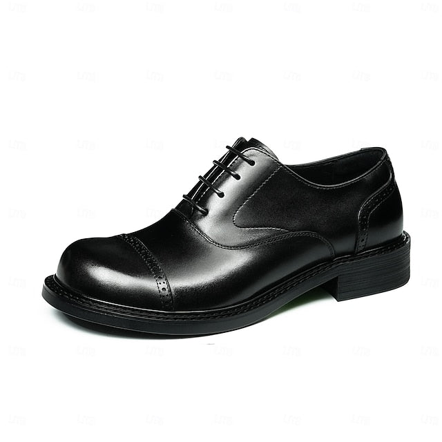 Toe Oxford Genuine Men's First Shoes- Leather Dress Cap