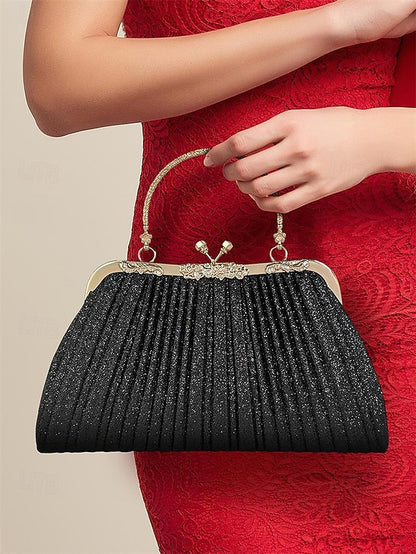 Purse Vintage Evening Clutch Women's Glitter with Pleated