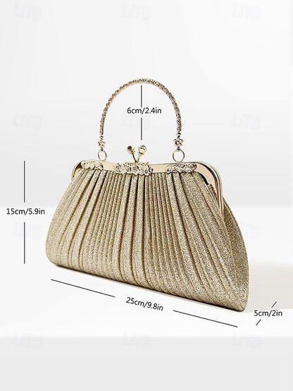 Purse Vintage Evening Clutch Women's Glitter with Pleated