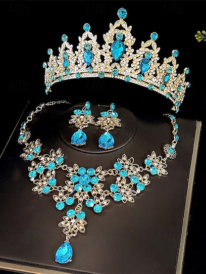 Elegant – Tiara Jewelry and Silver Rhinestone Set Women's
