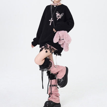 Butterfly Grunge Lace-Up Skeleton Sweatshirt