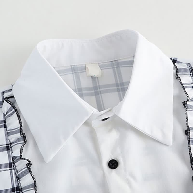 Denim Lattice Print Loose T-Shirt Pants Drawstring