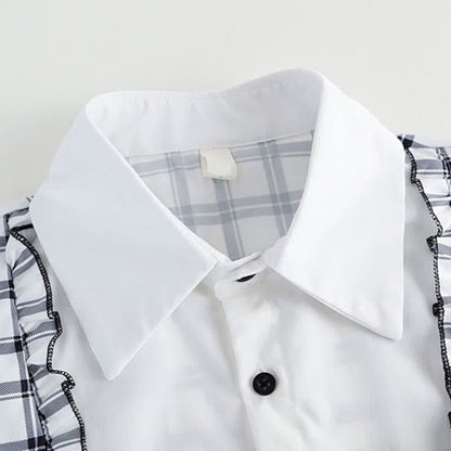 Denim Lattice Print Loose T-Shirt Pants Drawstring