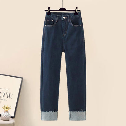 Denim Lattice Print Loose T-Shirt Pants Drawstring