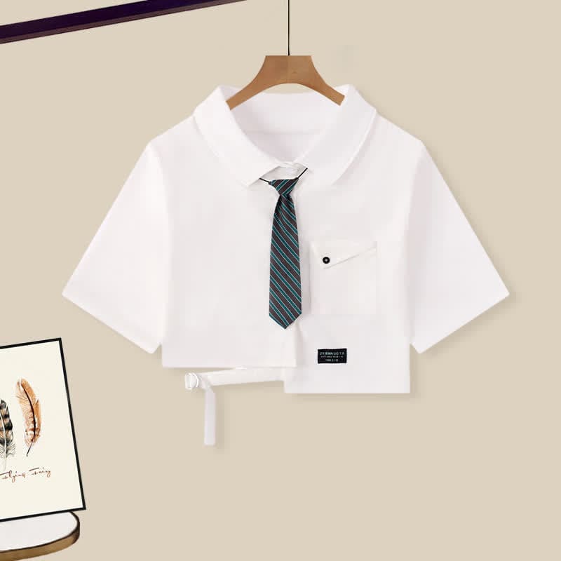 Denim Lattice Print Loose T-Shirt Pants Drawstring