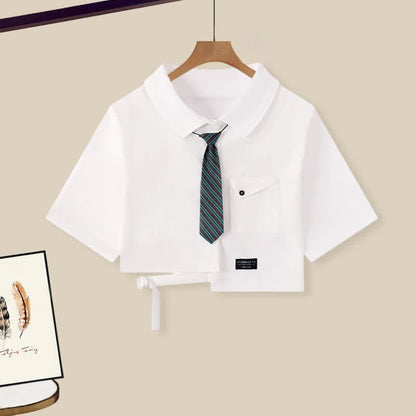 Denim Lattice Print Loose T-Shirt Pants Drawstring