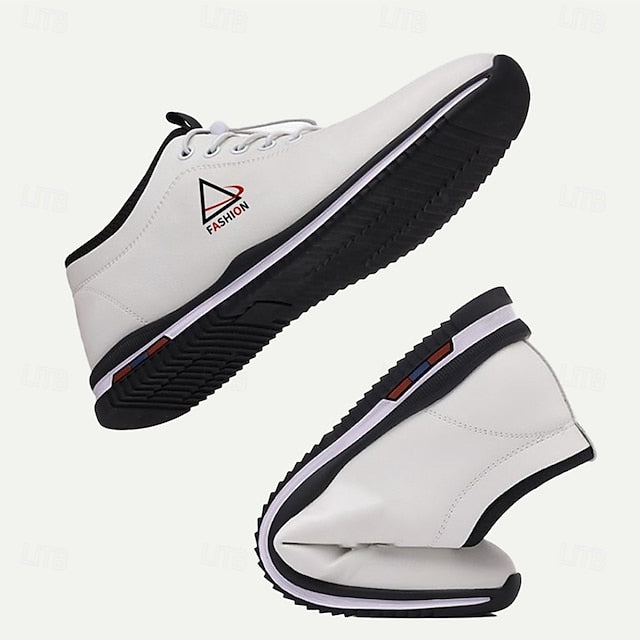 Men's White and Black Lace-Up Sneakers – Trendy Sports