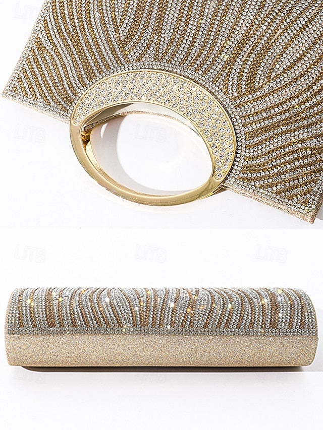 with – Round Handle Rhinestone Bag Women's Clutch Evening