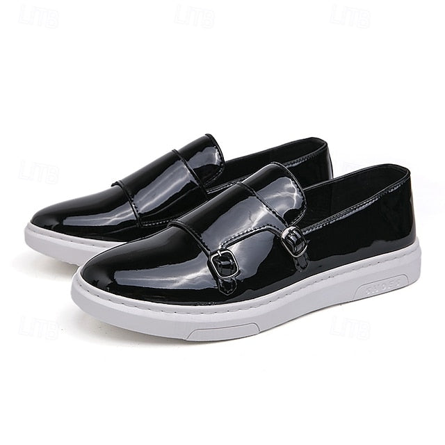 Men's White Monk Strap Slip-On Loafers – Elegant Casual