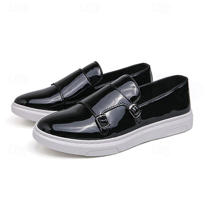 Men's White Monk Strap Slip-On Loafers – Elegant Casual