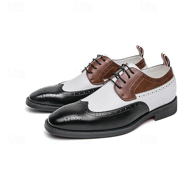 Dress Men's Wingtip White Oxford with Shoes Brown and