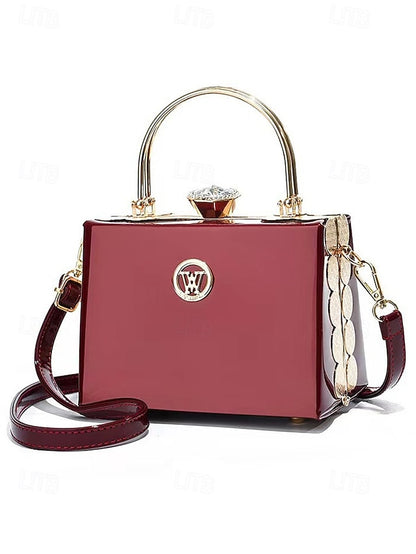 Leather Gold with Handbag Women's Evening Burgundy Patent
