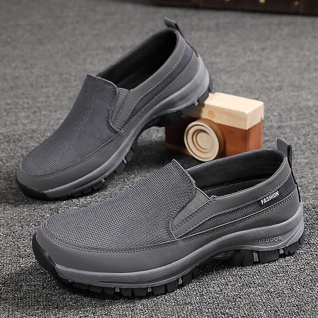Men's Breathable Mesh Slip-on Sneakers with Rubber Sole -