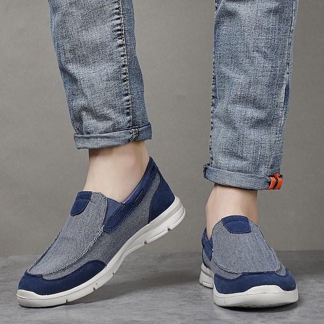 Men's Beige Canvas Slip-On Loafers – Lightweight