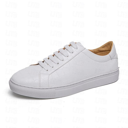 Men's White Crocodile Pattern Casual Sneakers – Stylish