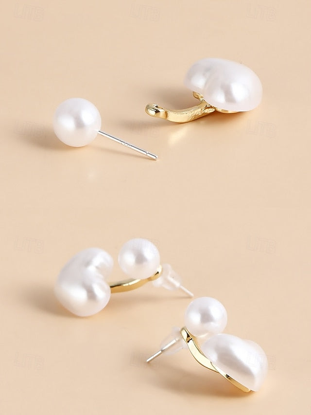 Minimalist Elegant Heart-Shaped Pearl – Romantic Drop Earrings