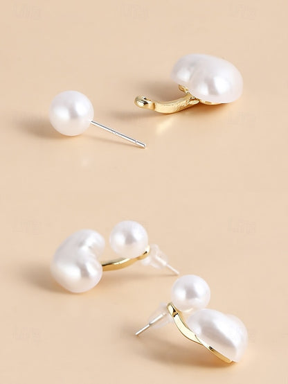 Minimalist Elegant Heart-Shaped Pearl – Romantic Drop Earrings
