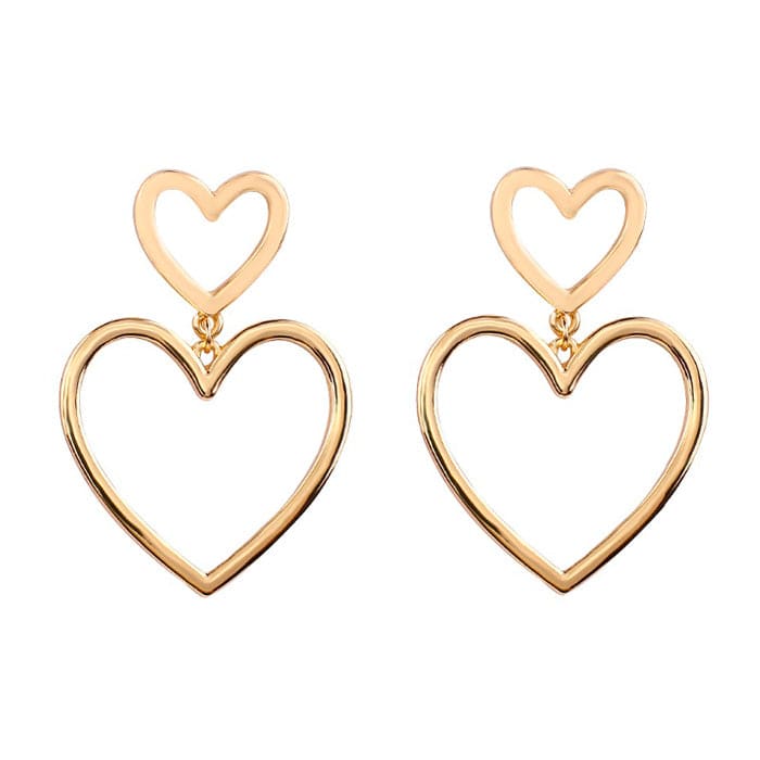 Luxury Gold Heart Earrings - Standart / Gold - earrings