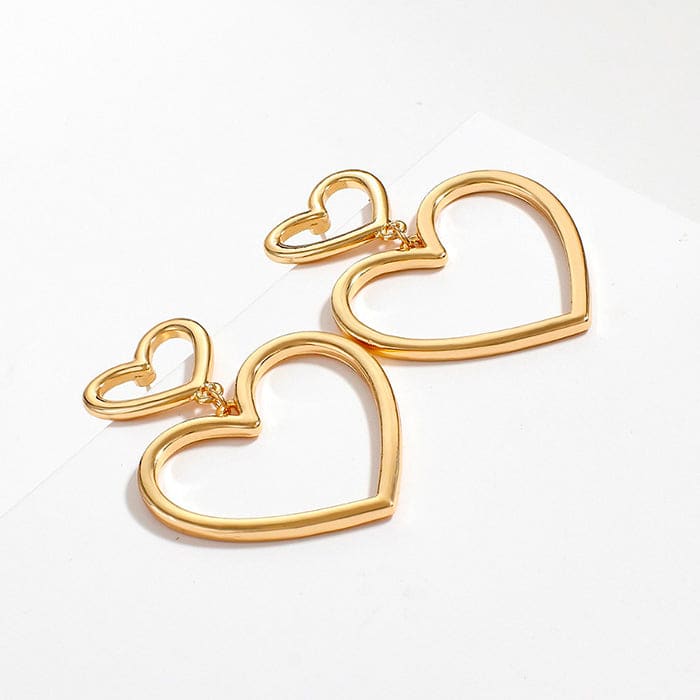 Luxury Gold Heart Earrings - Standart / Gold - earrings