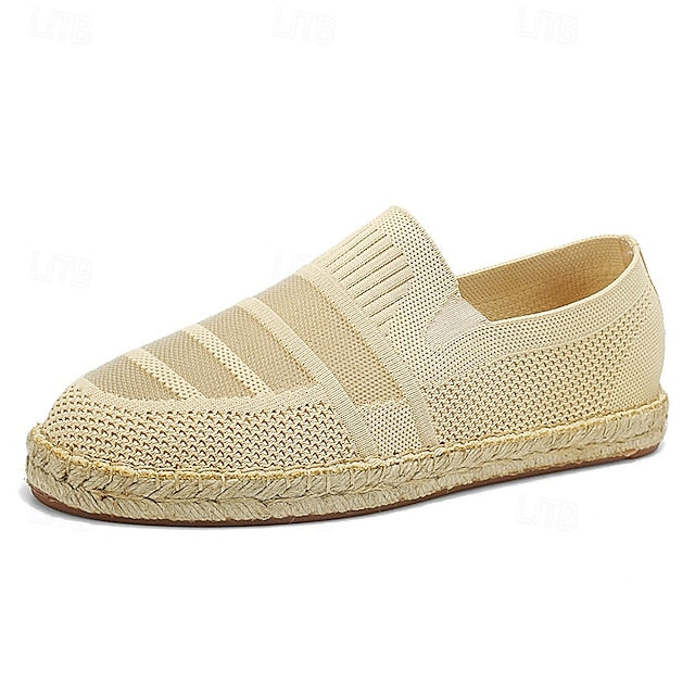 Men's Beige Vacation Espadrilles with Woven Design –