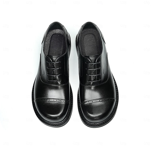 Toe Oxford Genuine Men's First Shoes- Leather Dress Cap
